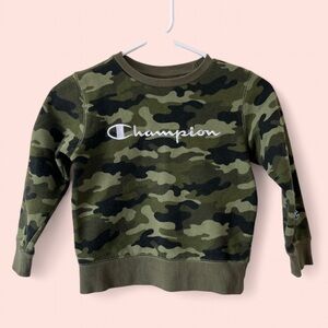 Boys Small Size 6 Champion Green Army Fatigue Camouflage Pullover Sweatshirt